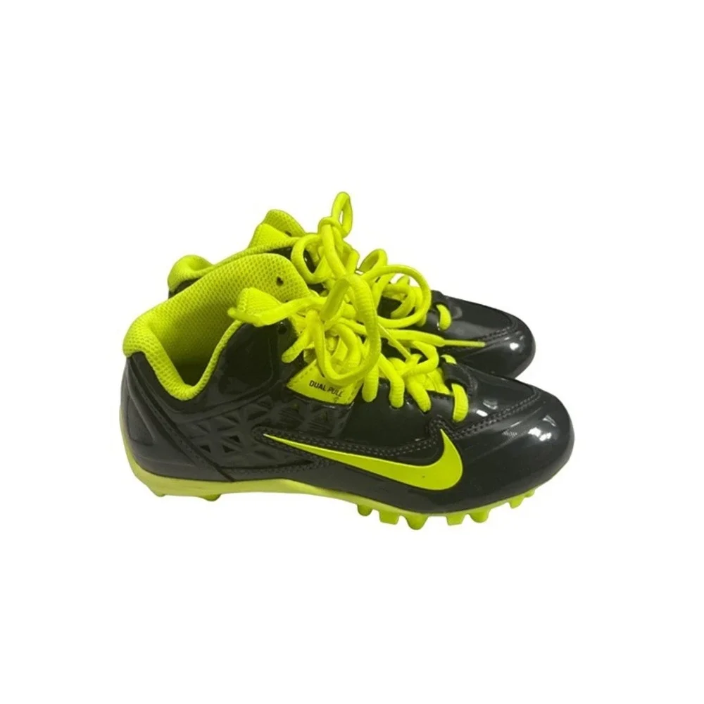 Nike‎ Speedlax Lacrosse Cleats Youth 1.5Y Black Volt Neon Yellow Dual Pull